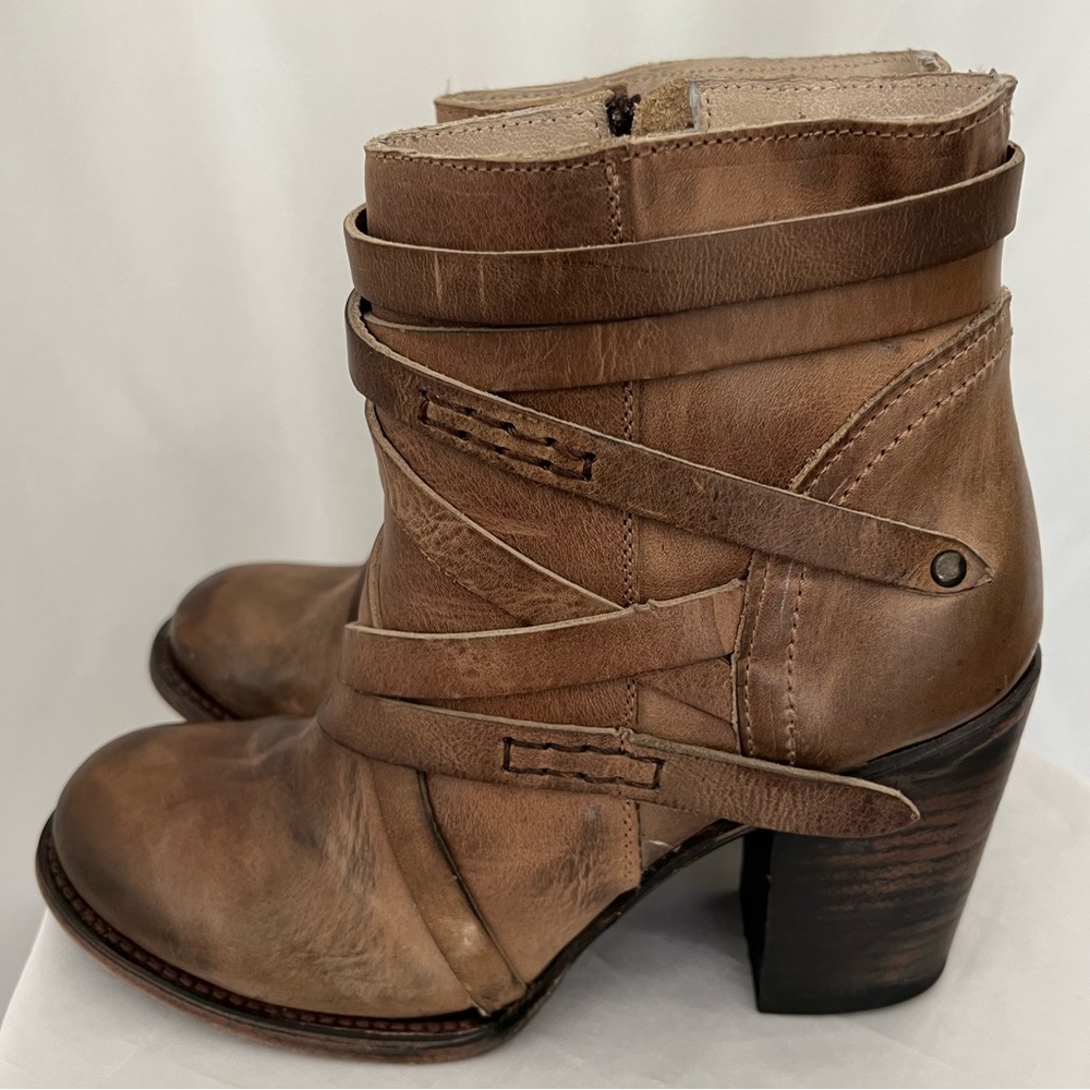 Freebird by Steven Brown Leather Strap Ankle Boots